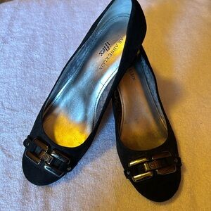 Anne Klein iflex black suede with  chunky 2 1/2” heels